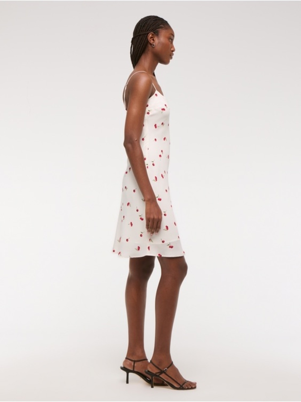 NWT sz M Abercrombie cherry print silky slip dress NEW $90! - Picture 3 of 5